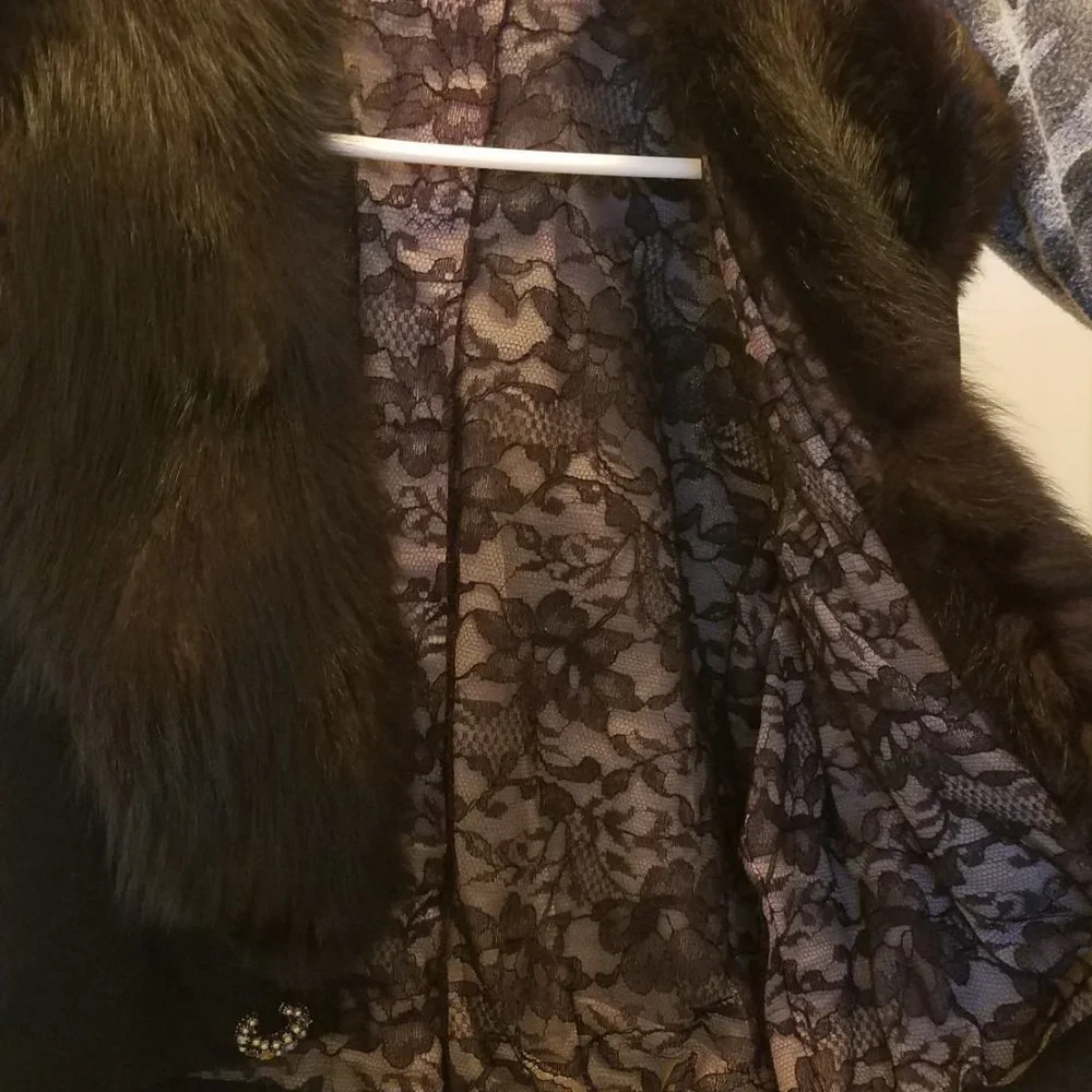 Vintage RARE Harel Fox Fur Collar Cashmere Sweater Size Medium - Picture 3 of 12